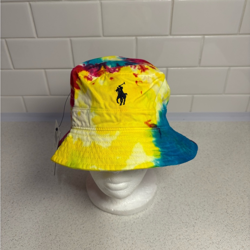Polo Ralph Lauren Mens Bucket Hat Tie-Dye Multicolor 100% Cotton Small/Medium